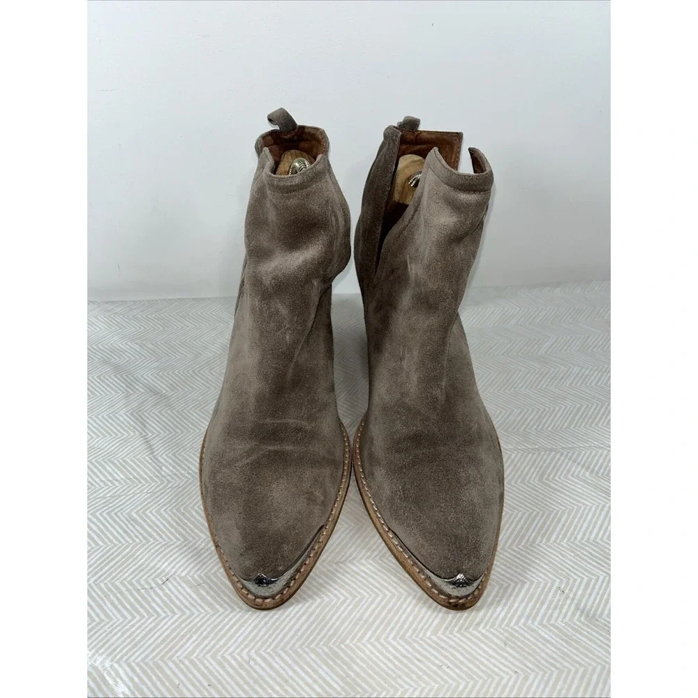 Jeffrey Campbell Women Cromwell Taupe Suede Leather Western Cut Out Bootie Sz 10